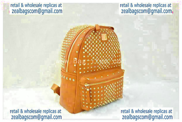 High Quality Replica MCM Stark Backpack in Camel Grainy Leather